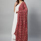 InWeave White Strappy Set - Maroon Fosilk Dupatta - Swadesiicart
