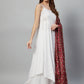 InWeave White Strappy Set - Maroon Fosilk Dupatta - Swadesiicart
