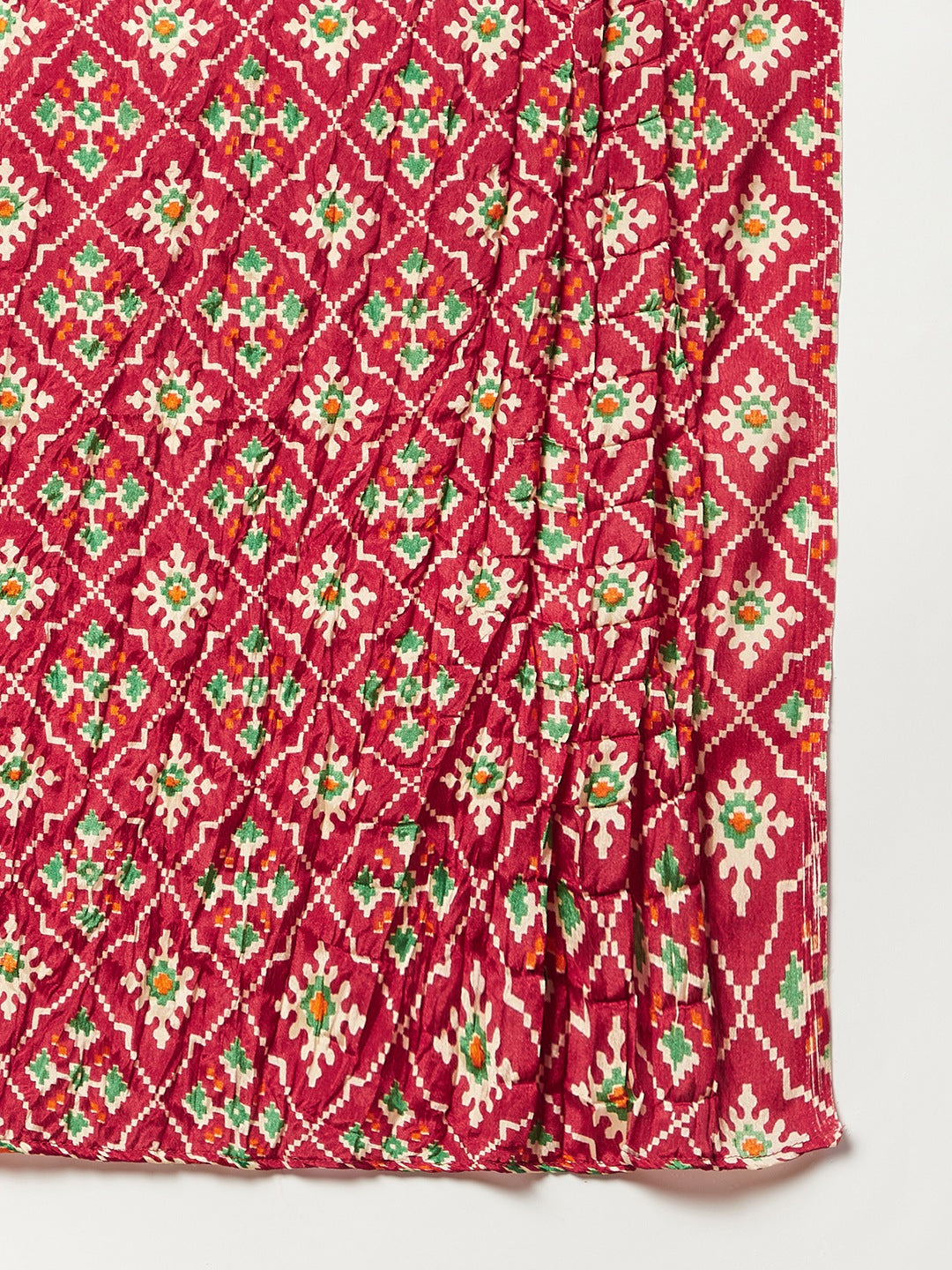 InWeave White Strappy Set - Maroon Fosilk Dupatta - Swadesiicart