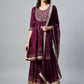 InWeave Wine Gota Mirror Sharara Set - Swadesiicart