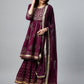 InWeave Wine Gota Mirror Sharara Set - Swadesiicart