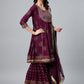 InWeave Wine Gota Mirror Sharara Set - Swadesiicart