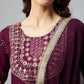 InWeave Wine Gota Mirror Sharara Set - Swadesiicart