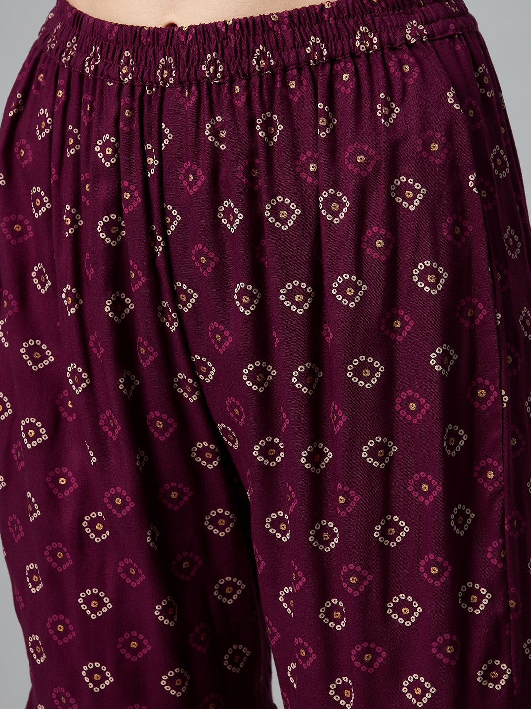 InWeave Wine Gota Mirror Sharara Set - Swadesiicart