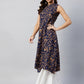 InWeave Women's Blue Jaal Print Halter Kurta Set - Swadesiicart