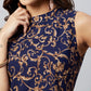 InWeave Women's Blue Jaal Print Halter Kurta Set - Swadesiicart