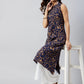 InWeave Women's Blue Jaal Print Halter Kurta Set - Swadesiicart