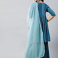 InWeave Women's Ocean Blue Bandhej Sharara Set Blue Hand Print Dupatta - Swadesiicart