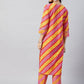 InWeave Women's Pink Mustard Lehriya Straight Kurta Set - Swadesiicart