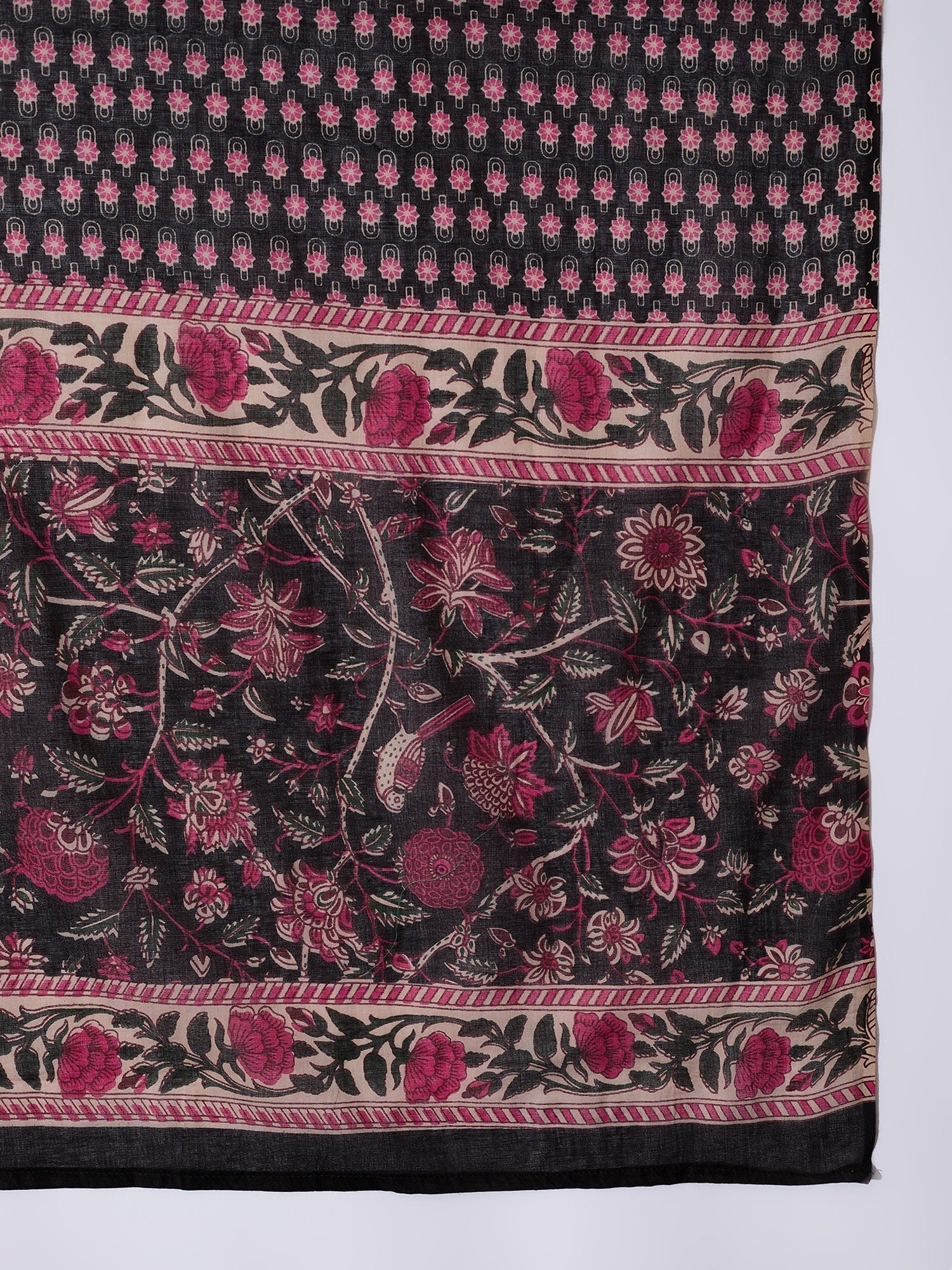 InWeave White Strappy Set With Black Pink Ethnic Print Cotton Dupatta - Swadesiicart