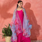 InWeave Fuchsia Strappy Set With Blue Fuchsia Organza Dupatta - Swadesiicart