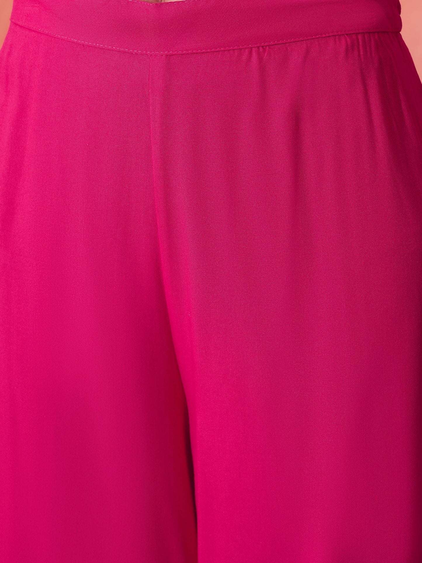 InWeave Fuchsia Strappy Set With Blue Fuchsia Organza Dupatta - Swadesiicart