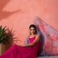 InWeave Fuchsia Strappy Set With Blue Fuchsia Organza Dupatta - Swadesiicart