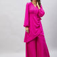 InWeave Women's Magenta Tie Up Kurta Palazzo Set - Swadesiicart