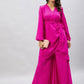 InWeave Women's Magenta Tie Up Kurta Palazzo Set - Swadesiicart
