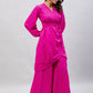 InWeave Women's Magenta Tie Up Kurta Palazzo Set - Swadesiicart