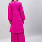InWeave Women's Magenta Tie Up Kurta Palazzo Set - Swadesiicart