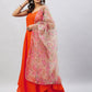 InWeave Orange Strappy Set With Light Olive Organza Dupatta - Swadesiicart