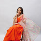 InWeave Orange Strappy Set With Light Olive Organza Dupatta - Swadesiicart