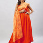 InWeave Women's Orange Strappy Set With Mustard Floral Organza Dupatta - Swadesiicart