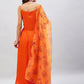 InWeave Women's Orange Strappy Set With Mustard Floral Organza Dupatta - Swadesiicart