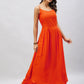 InWeave Women's Solid Orange Strappy Kurta Set - Swadesiicart