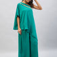 InWeave Women's Teal One Shoulder Kurta Set With Gota Work - Swadesiicart