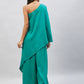 InWeave Women's Teal One Shoulder Kurta Set With Gota Work - Swadesiicart