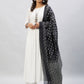 InWeave Women's Cream Anarkali Kurta Set With Black Chintz Print Dupatta - Swadesiicart