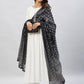 InWeave Women's Cream Anarkali Kurta Set With Black Chintz Print Dupatta - Swadesiicart