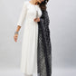 InWeave Women's Cream Anarkali Kurta Set With Black Chintz Print Dupatta - Swadesiicart