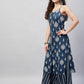 InWeave Women's Blue White Porcelien Print Spaghetti Kurta Palazzo Set - Swadesiicart