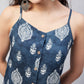 InWeave Women's Blue White Porcelien Print Spaghetti Kurta Palazzo Set - Swadesiicart