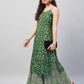 InWeave Women's Green Bagh Print Spaghetti Kurta Zig Zag Palazzo Set - Swadesiicart