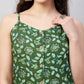 InWeave Women's Green Bagh Print Spaghetti Kurta Zig Zag Palazzo Set - Swadesiicart