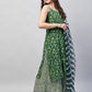 InWeave Women's Green Bagh Spaghetti Kurta Set W Green Le Dupatta - Swadesiicart