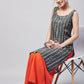 InWeave Women's Blue Orange Zig Zag Straight Orange Palazzo Set - Swadesiicart