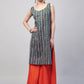 InWeave Women's Blue Orange Zig Zag Straight Orange Palazzo Set - Swadesiicart