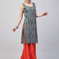 InWeave Women's Blue Orange Zig Zag Straight Orange Palazzo Set - Swadesiicart