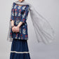 InWeave Women's Indigo Boota Sharara Set With Grey Or Dupatta - Swadesiicart