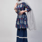 InWeave Women's Indigo Boota Sharara Set With Grey Or Dupatta - Swadesiicart