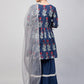 InWeave Women's Indigo Boota Sharara Set With Grey Or Dupatta - Swadesiicart