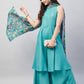 InWeave Women's Teal Lurex Boho Kurta Set W Teal Camelia Cr Dupatta - Swadesiicart