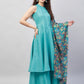 InWeave Women's Teal Lurex Boho Kurta Set W Teal Camelia Cr Dupatta - Swadesiicart