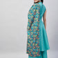 InWeave Women's Teal Lurex Boho Kurta Set W Teal Camelia Cr Dupatta - Swadesiicart