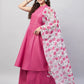 InWeave Women's Fuchsia Lurex Boho Kurta Set W White Fuchsia Ge Dupatta - Swadesiicart
