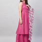 InWeave Women's Fuchsia Lurex Boho Kurta Set W White Fuchsia Ge Dupatta - Swadesiicart