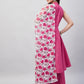 InWeave Women's Fuchsia Lurex Boho Kurta Set W White Fuchsia Ge Dupatta - Swadesiicart