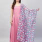 InWeave Women's Light Pink Strappy Set W White Blue Pink Ge Dupatta - Swadesiicart