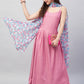 InWeave Women's Light Pink Strappy Set W White Blue Pink Ge Dupatta - Swadesiicart